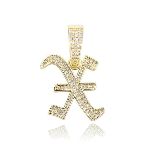 VVS Jewelry Old English Initial Pendant Necklace