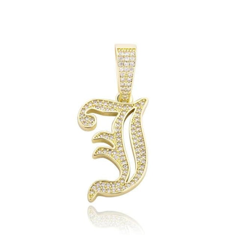 VVS Jewelry Old English Initial Pendant Necklace