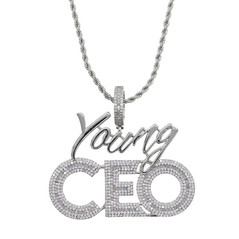 Young CEO Two Tone Iced Pendant Necklace