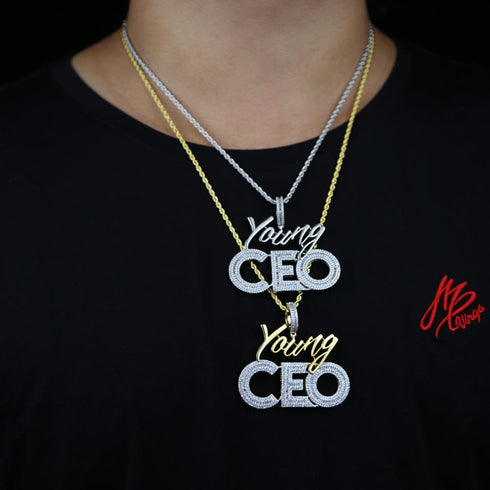 Young CEO Two Tone Iced Pendant Necklace