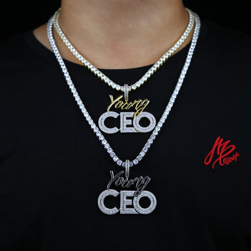 Young CEO Two Tone Iced Pendant Necklace