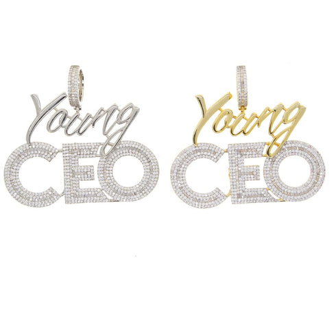 Young CEO Two Tone Iced Pendant Necklace