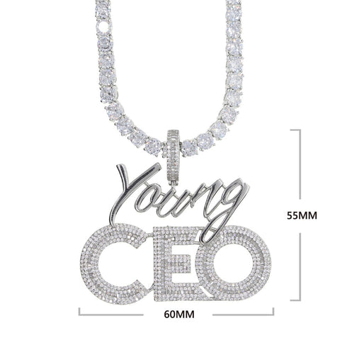 Young CEO Two Tone Iced Pendant Necklace