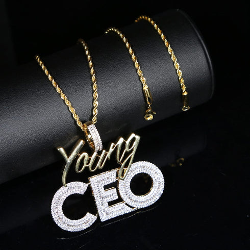 Young CEO Two Tone Iced Pendant Necklace