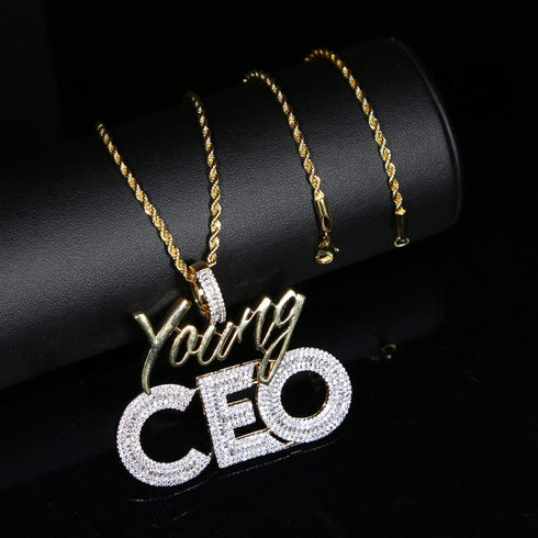 Young CEO Two Tone Iced Pendant Necklace