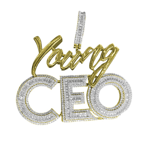 Young CEO Two Tone Iced Pendant Necklace