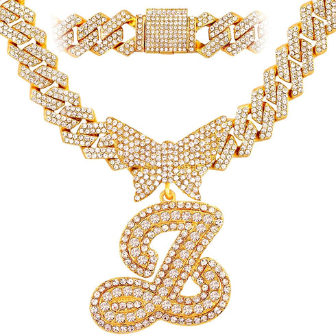 Bling Butterfly Letter Cuban Link Chain