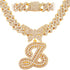 Bling Butterfly Letter Cuban Link Chain
