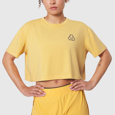 W082. SUPIMA® Ice-Skin™ Reversible Crop Tee - Amber/Black