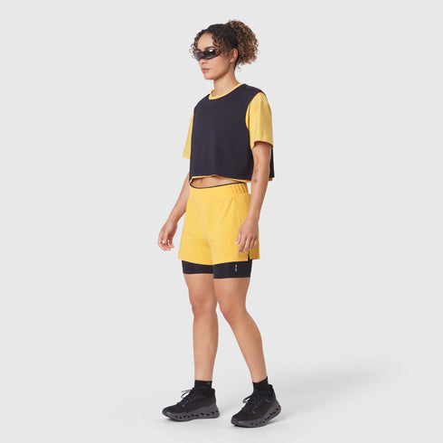 W082. SUPIMA® Ice-Skin™ Reversible Crop Tee - Amber/Black