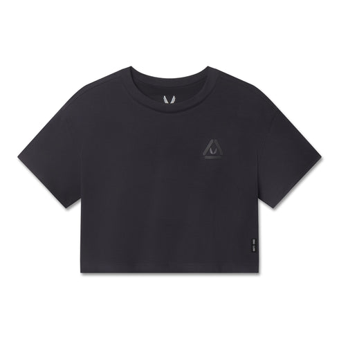 W082. SUPIMA® Ice-Skin™ Reversible Crop Tee - Black/Black