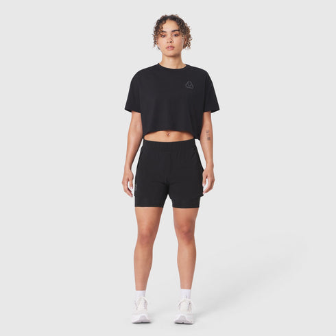 W082. SUPIMA® Ice-Skin™ Reversible Crop Tee - Black/Black