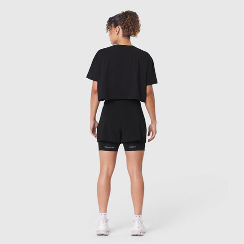 W082. SUPIMA® Ice-Skin™ Reversible Crop Tee - Black/Black