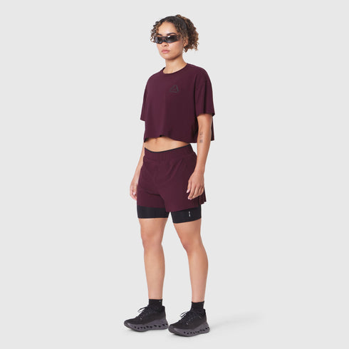 W082. SUPIMA® Ice-Skin™ Reversible Crop Tee - Merlot/Black