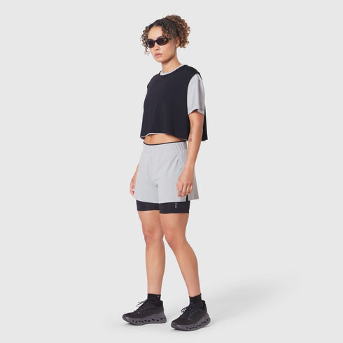 W082. SUPIMA® Ice-Skin™ Reversible Crop Tee - Slate Grey/Black