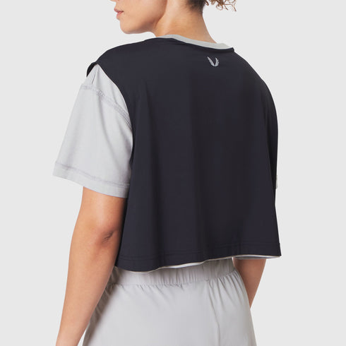 W082. SUPIMA® Ice-Skin™ Reversible Crop Tee - Slate Grey/Black