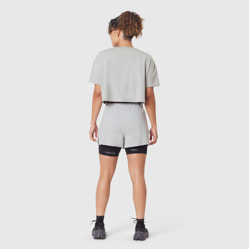 W082. SUPIMA® Ice-Skin™ Reversible Crop Tee - Slate Grey/Black