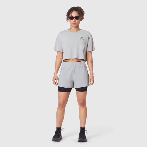 W082. SUPIMA® Ice-Skin™ Reversible Crop Tee - Slate Grey/Black
