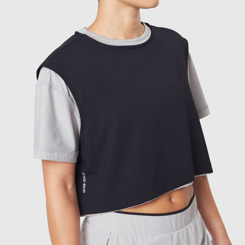 W082. SUPIMA® Ice-Skin™ Reversible Crop Tee - Slate Grey/Black