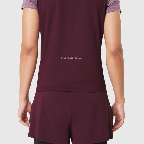 W086. AEROSILVER® UPF50+ Run Tee - Merlot