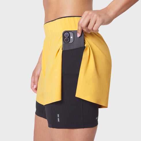 W087. Aerotex™ Side Split Liner Short - Amber