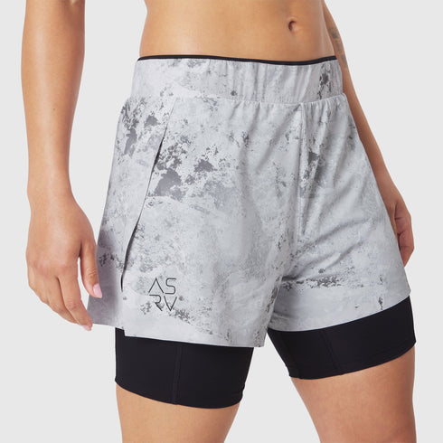 W087. Aerotex™ Side Split Liner Short - Sedona Snow Camo