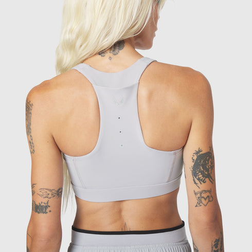 W096. LYCRA® ADAPTIV Racerback Sports Bra - Slate Grey