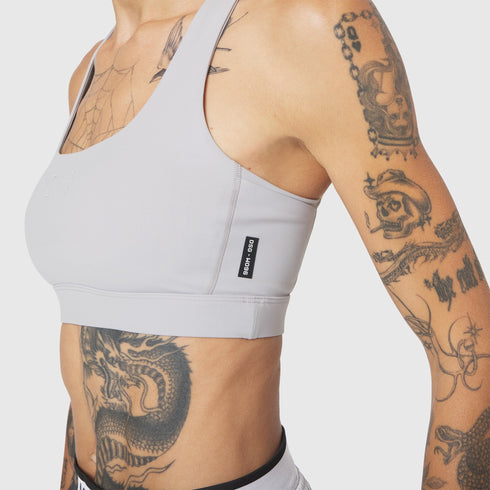 W096. LYCRA® ADAPTIV Racerback Sports Bra - Slate Grey