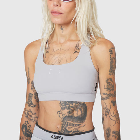 W096. LYCRA® ADAPTIV Racerback Sports Bra - Slate Grey