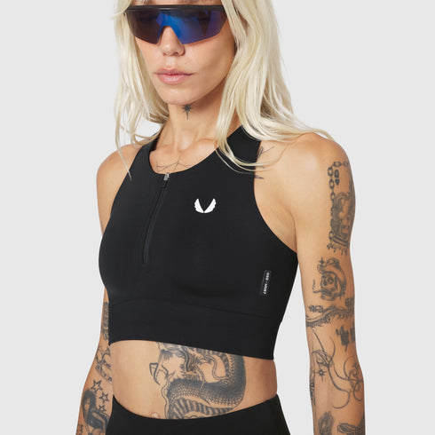 W097. LYCRA® ADAPTIV Seamless Zip Bra - Black