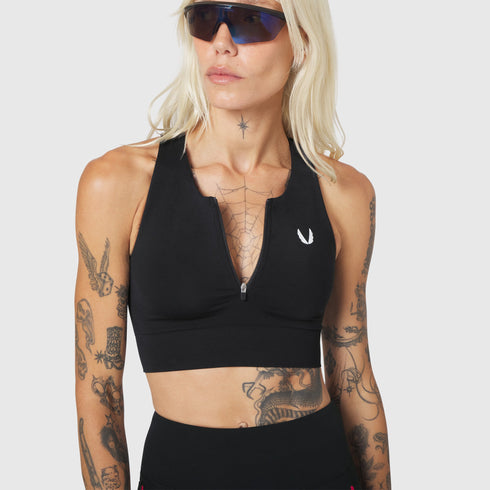 W097. LYCRA® ADAPTIV Seamless Zip Bra - Black