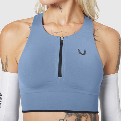 W097. LYCRA® ADAPTIV Seamless Zip Bra - Slate Blue