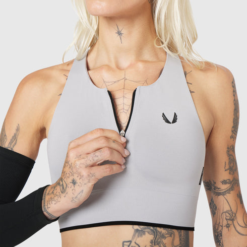 W097. LYCRA® ADAPTIV Seamless Zip Bra - Slate Grey