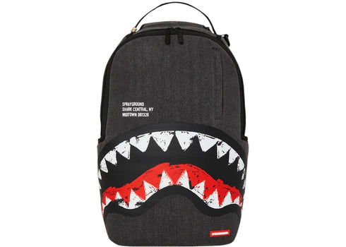 Sprayground Shark Central Denim Backpack Black