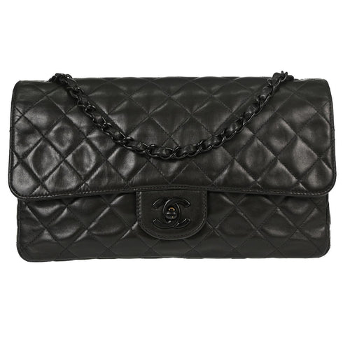 So Black Classic Double Flap Bag Quilted Lambskin Medium