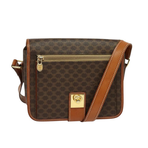 Vintage Saddle Flap Shoulder Bag Macadam Coated Canvas Small