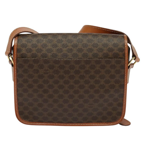 Vintage Saddle Flap Shoulder Bag Macadam Coated Canvas Small