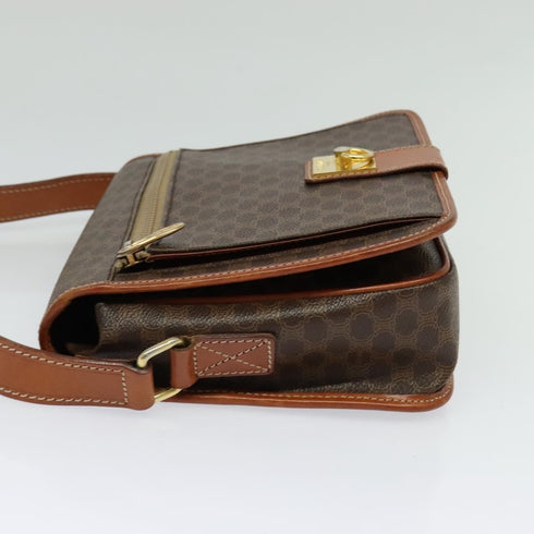 Vintage Saddle Flap Shoulder Bag Macadam Coated Canvas Small