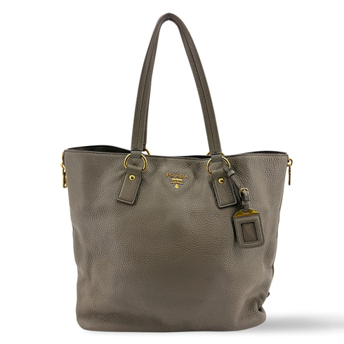 Side Zip Shopper Tote Vitello Daino Large