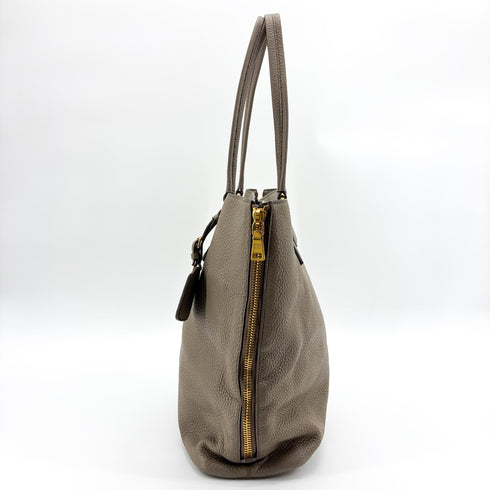 Side Zip Shopper Tote Vitello Daino Large