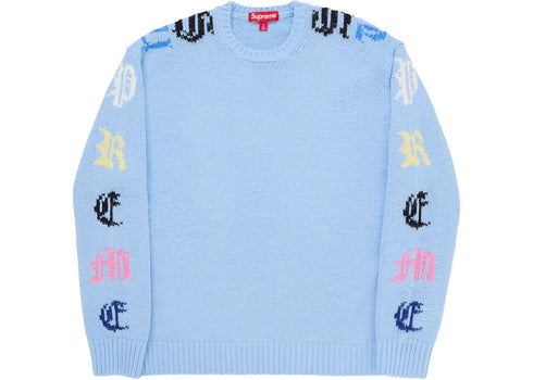Supreme Old English Sleeves Sweater Light Blue