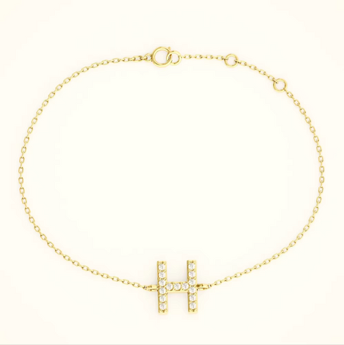 14K Gold Custom Initial Bracelet