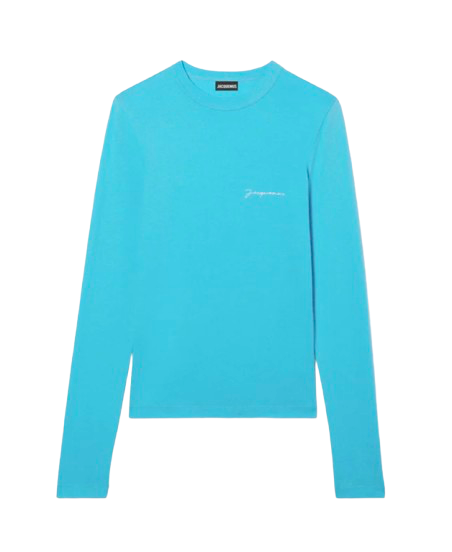 Le t-shirt Brodé Manche Longue Bleu Jacquemus