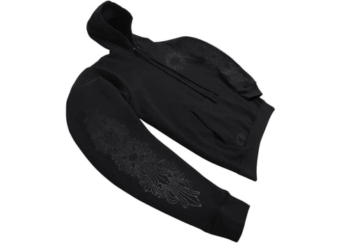 Chrome Hearts Black Pullover Horseshoe Floral Hoodie Black