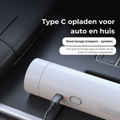 Slanke snoerloze stofzuiger voor in de auto