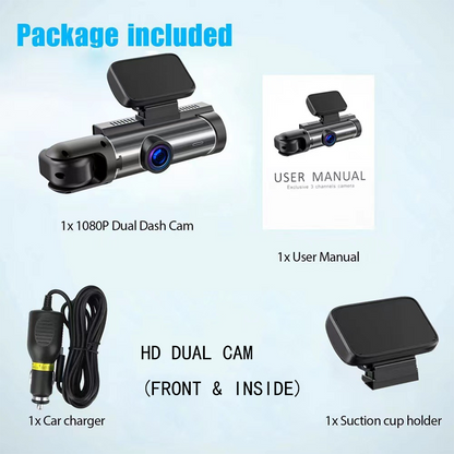 360° Panorama Dash Cam – HD Inside & Outside Recording