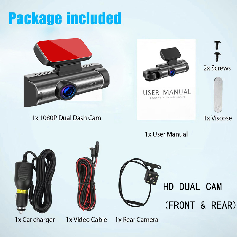 360° Panorama Dash Cam – HD Inside & Outside Recording