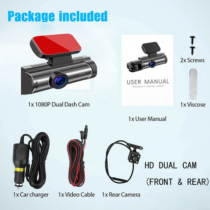 360° Panorama Dash Cam – HD Inside & Outside Recording