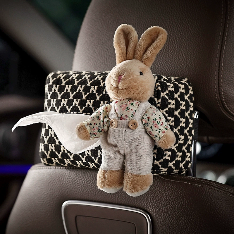 BunnyCharm Car Tissue Box - With Rabbit Plush Toy
